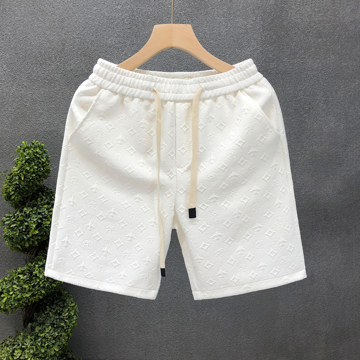 White Jacquard For Men Shorts