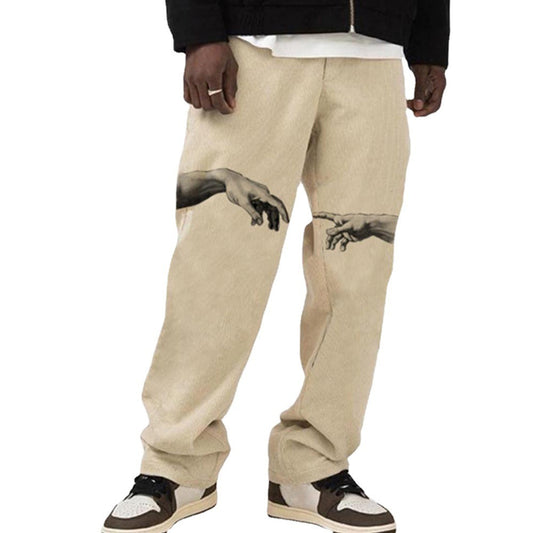 Teens Print Hot Style Straight Casual Trousers Men