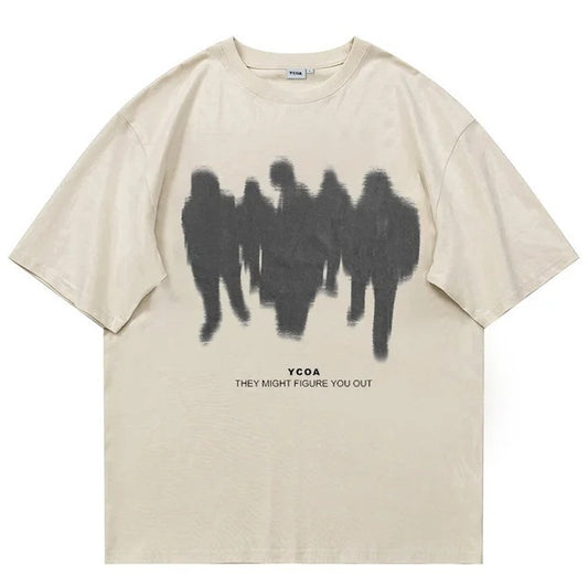 Oversized Shadow Cotton Harajuku Fashion Short Sleeve