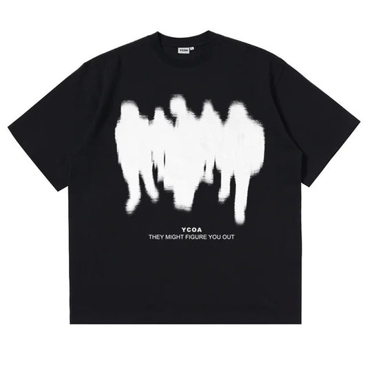 Oversized Shadow Cotton Harajuku Fashion Short Sleeve