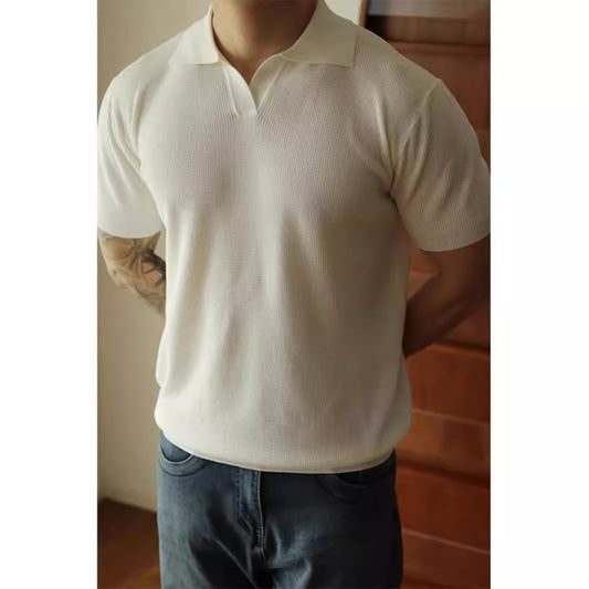 American V-neck Polo Shirt Men's Design Sense