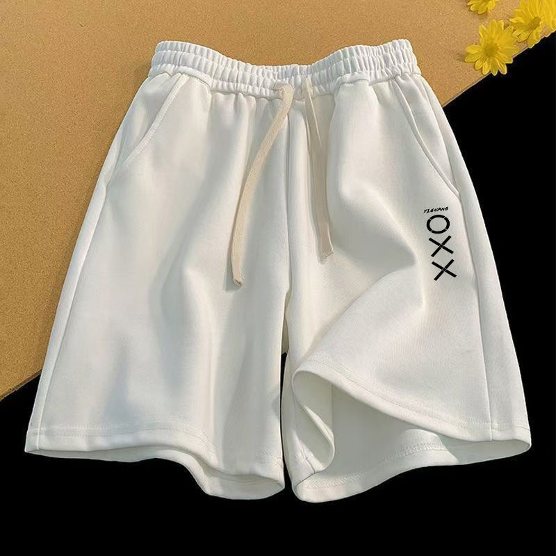 Vintage Letter Print Loose Summer New Straight Shorts Men