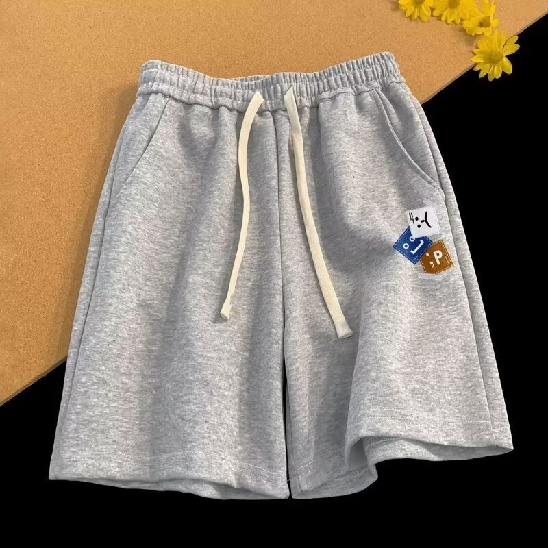 Vintage Letter Print Loose Summer New Straight Shorts Men
