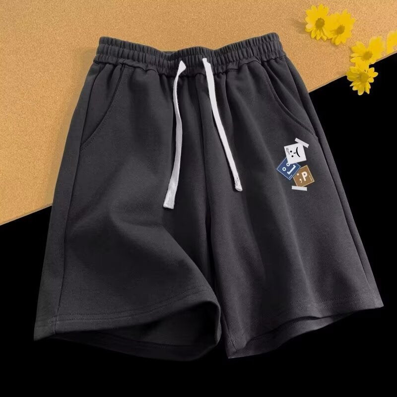 Vintage Letter Print Loose Summer New Straight Shorts Men