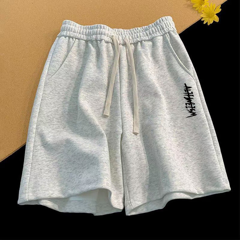 Vintage Letter Print Loose Summer New Straight Shorts Men