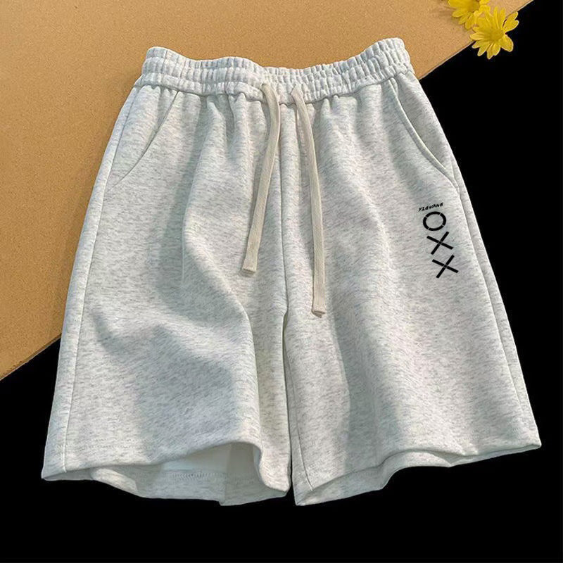 Vintage Letter Print Loose Summer New Straight Shorts Men
