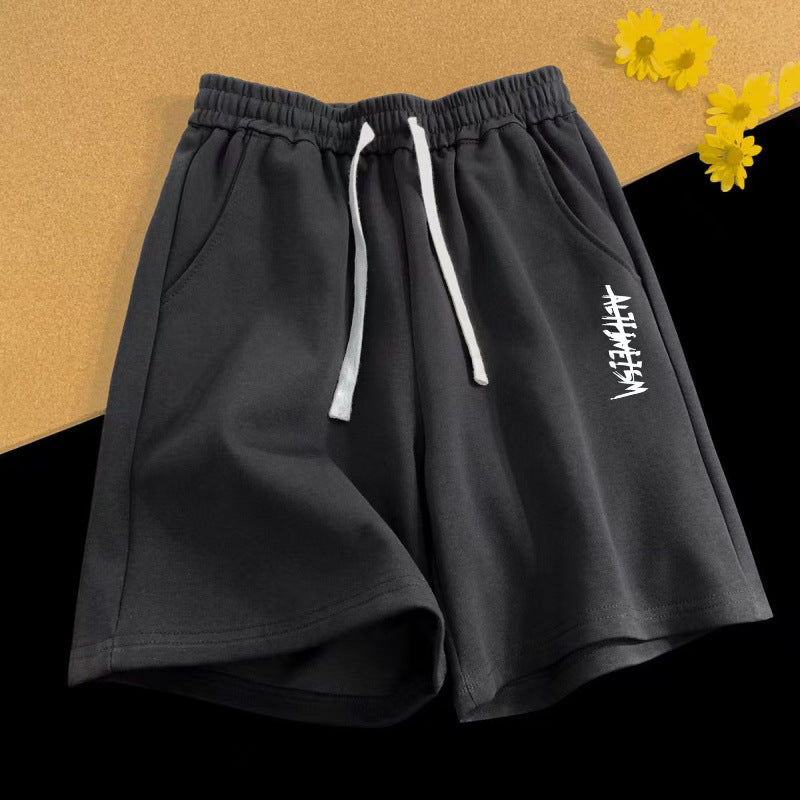 Vintage Letter Print Loose Summer New Straight Shorts Men