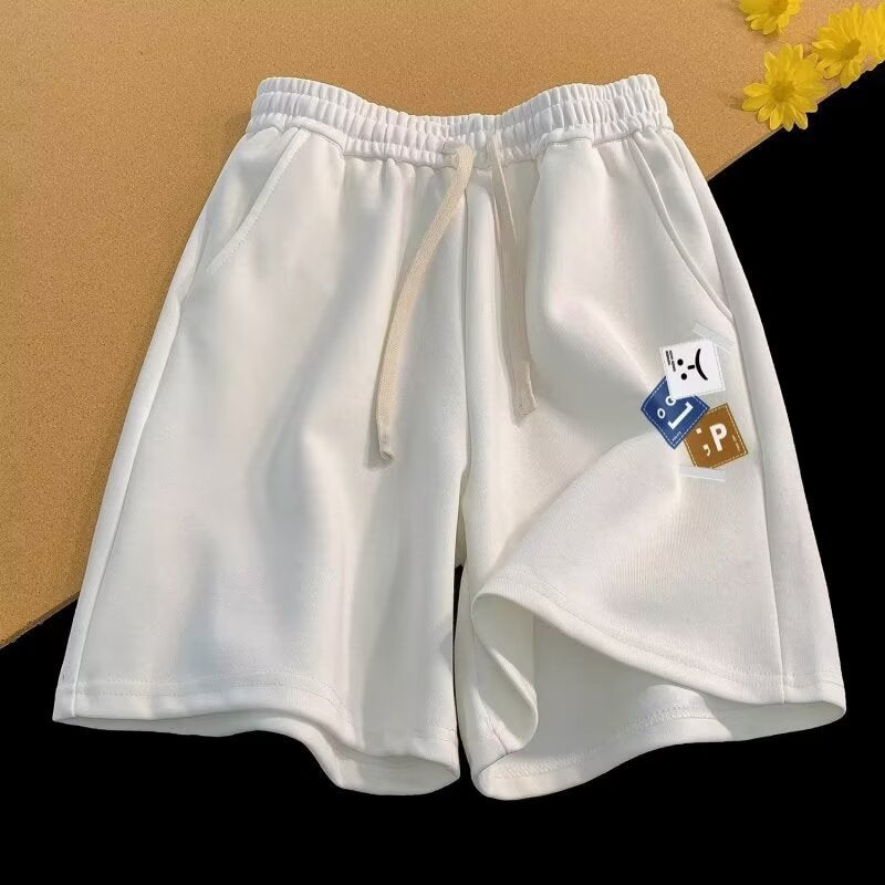 Vintage Letter Print Loose Summer New Straight Shorts Men