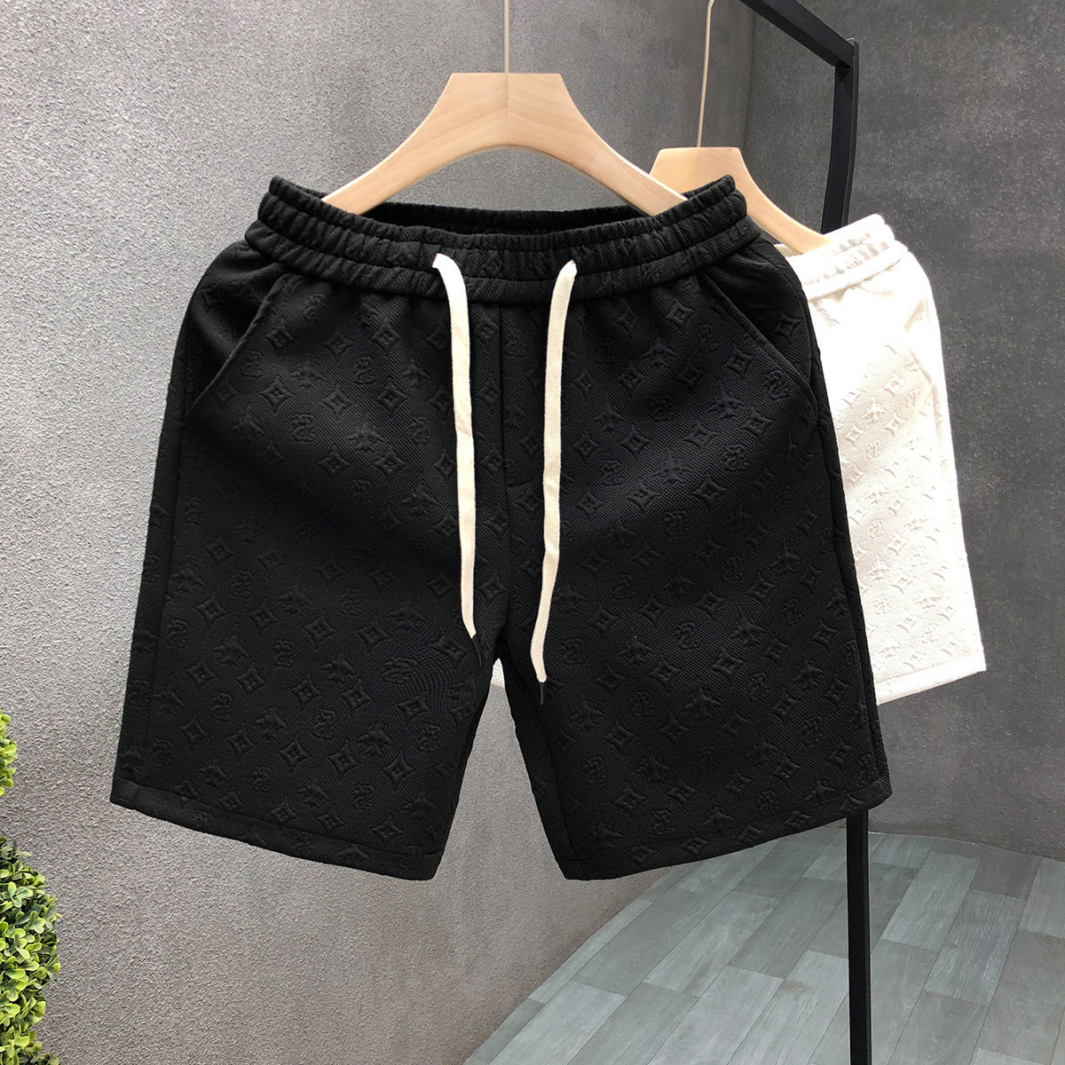 White Jacquard For Men Shorts