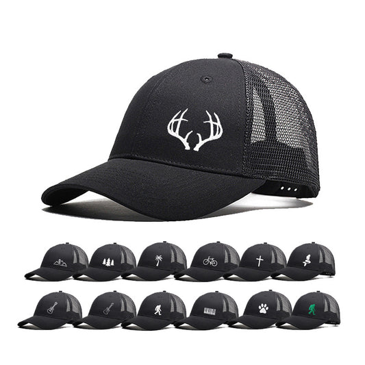 Pure Cotton Six Pieces Mesh Cap Black