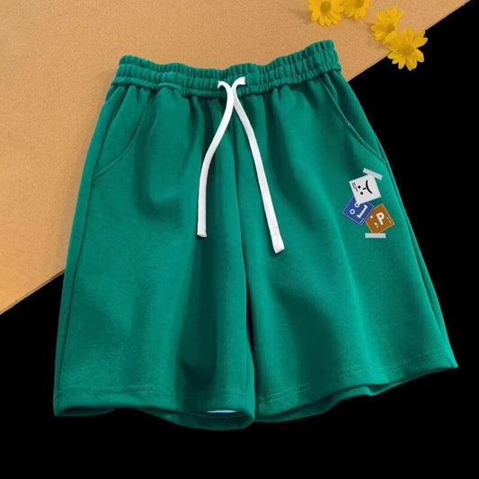 Vintage Letter Print Loose Summer New Straight Shorts Men
