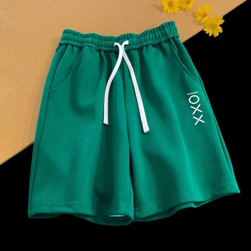 Vintage Letter Print Loose Summer New Straight Shorts Men