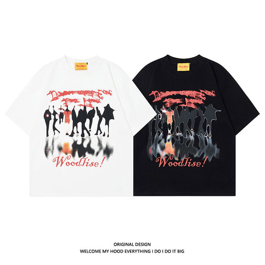 New Retro Abstract Graffiti Short Sleeve T-shirt Men's Summer