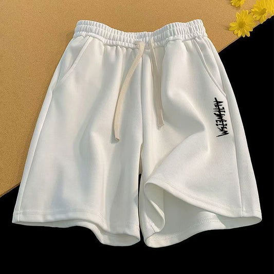 Vintage Letter Print Loose Summer New Straight Shorts Men